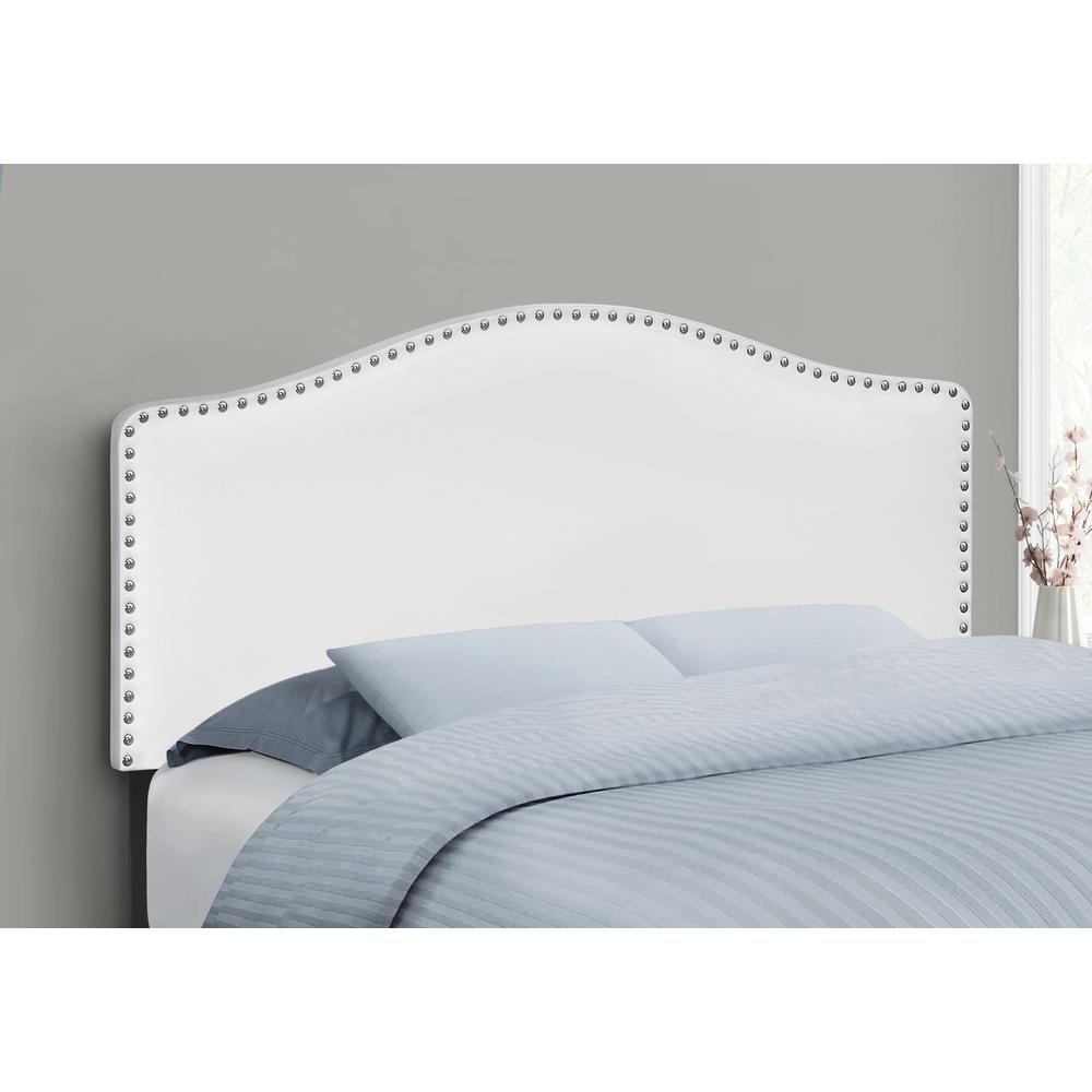 Bed, Headboard Only, Full Size, Bedroom, Upholstered, White Leather Look. Picture 2
