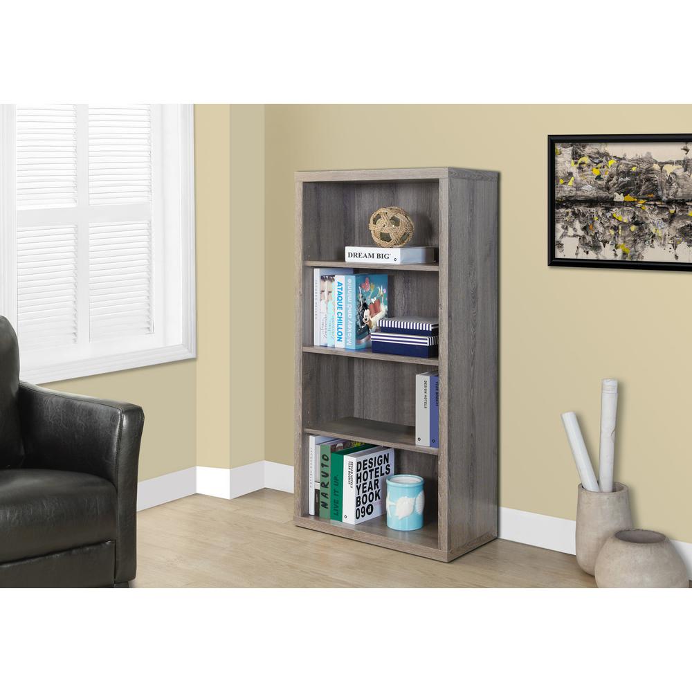 Bookshelf, Bookcase, Etagere, 5 Tier, 48H, Office, Bedroom, Brown Laminate. Picture 2