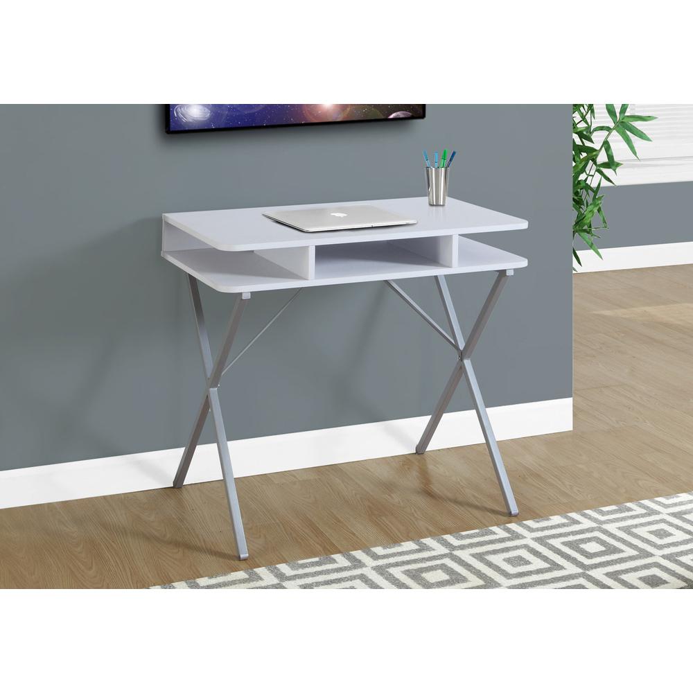 Computer Desk, Home Office, Laptop, Storage Shelves, 31L, Work, White Laminate. Picture 2