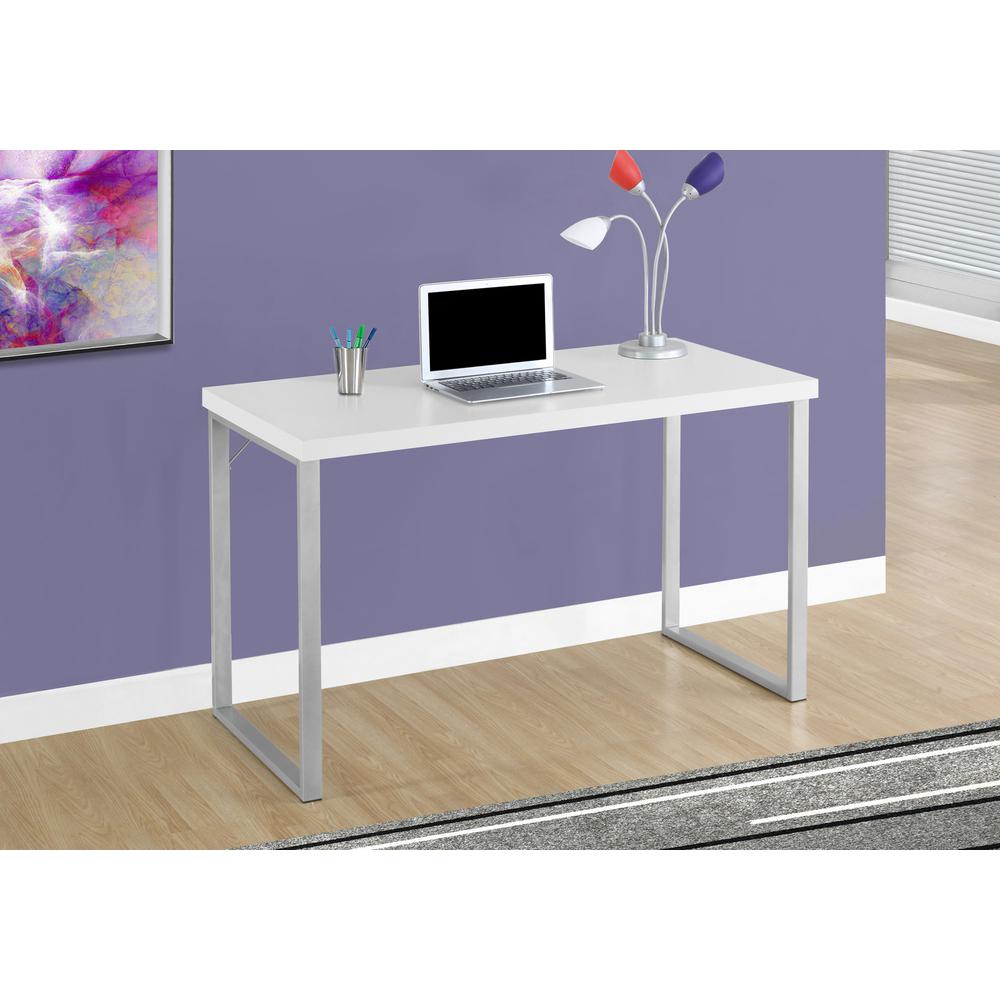 Computer Desk, Home Office, Laptop, 48L, Work, White Laminate, Grey. Picture 2