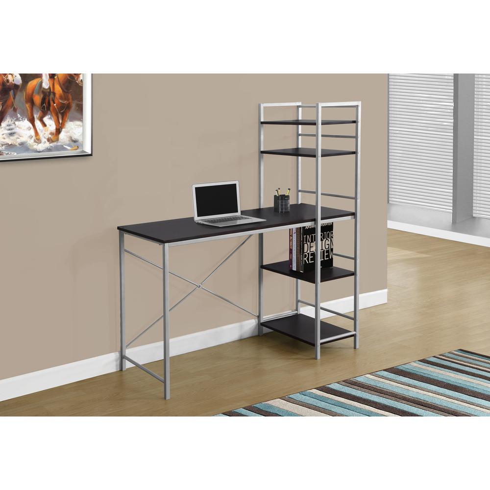 Computer Desk, Home Office, Laptop, Storage Shelves, 48L, Work, Brown Laminate. Picture 2