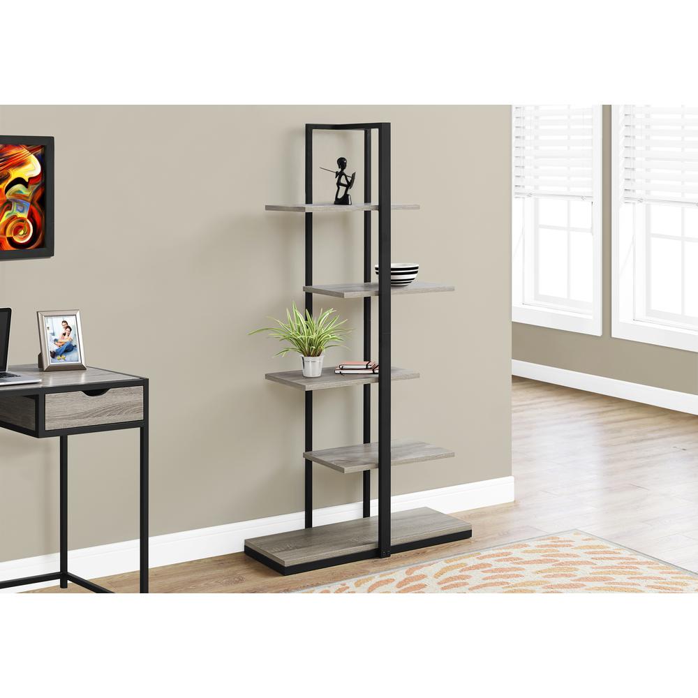 Bookshelf, Bookcase, Etagere, 5 Tier, 60H, Office, Bedroom, Brown Laminate. Picture 2