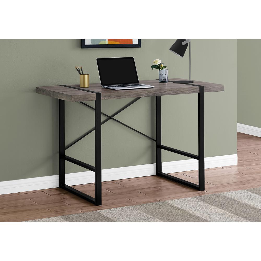 Computer Desk, Home Office, Laptop, 48L, Work, Brown Laminate, Black. Picture 2