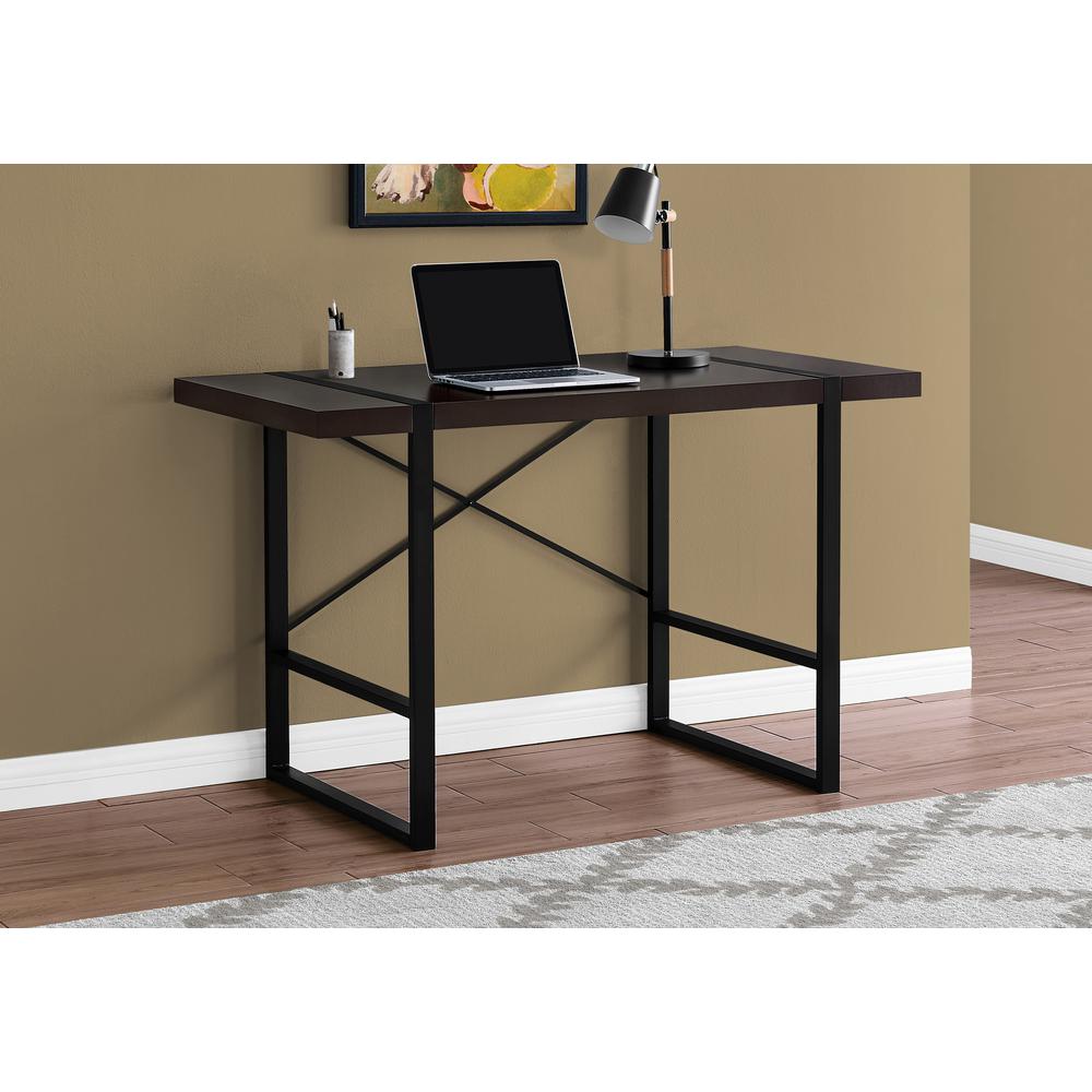Computer Desk, Home Office, Laptop, 48L, Work, Brown Laminate, Black. Picture 2