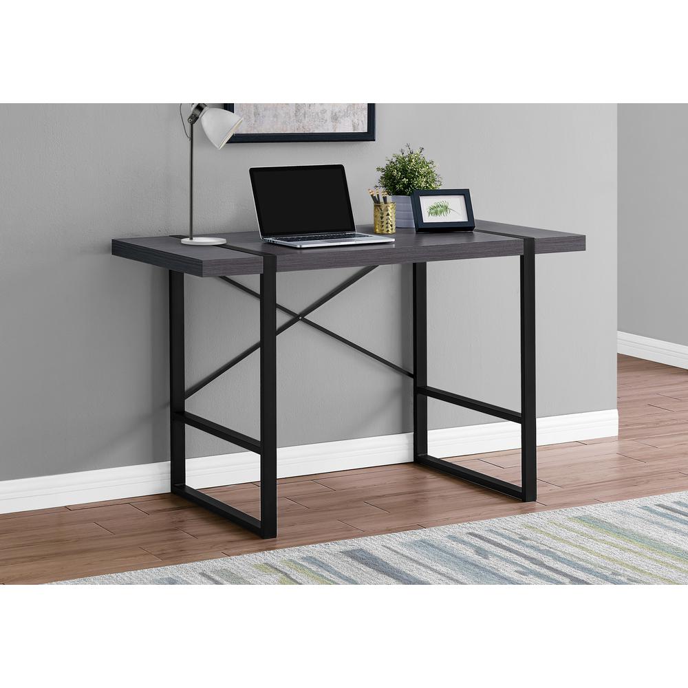 Computer Desk, Home Office, Laptop, 48L, Work, Grey Laminate, Black. Picture 2