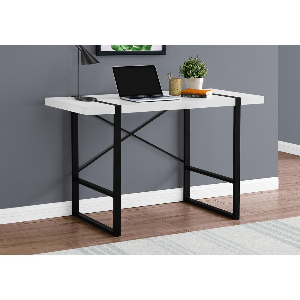 Computer Desk, Home Office, Laptop, 48L, Work, White Laminate, Black. Picture 2