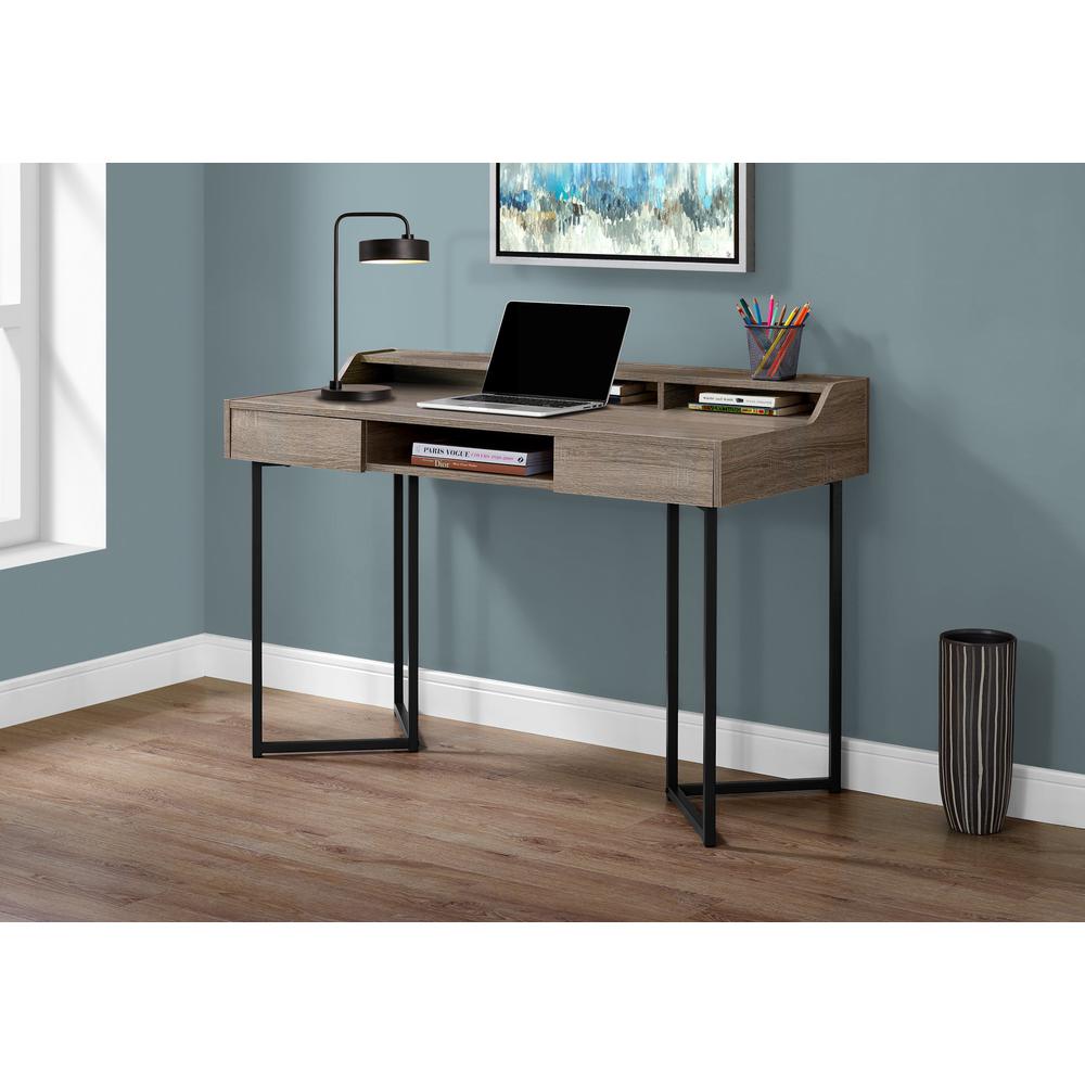 Computer Desk, Home Office, Laptop, Storage Drawers, 48L, Work, Brown Laminate. Picture 2