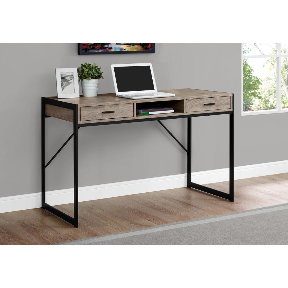 Computer Desk, Home Office, Laptop, Storage Drawers, 48L, Work, Brown Laminate. Picture 2