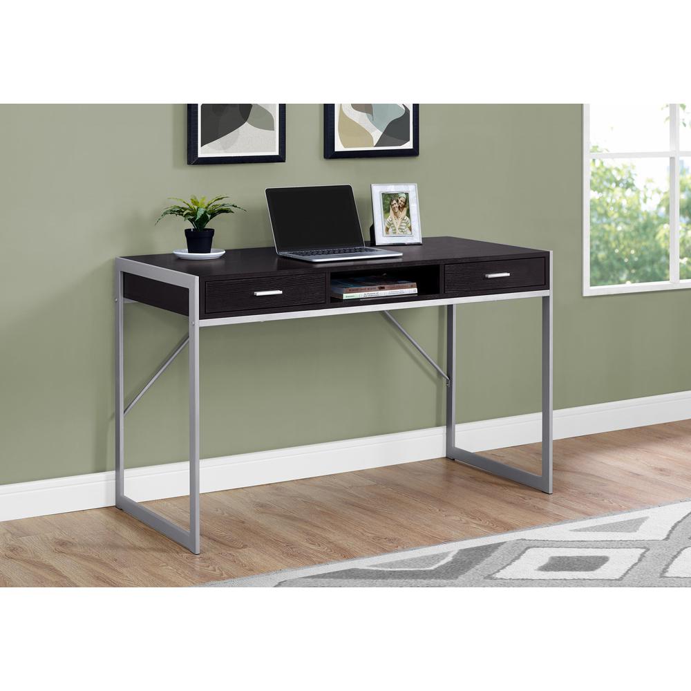 Computer Desk, Home Office, Laptop, Storage Drawers, 48L, Work, Brown Laminate. Picture 2