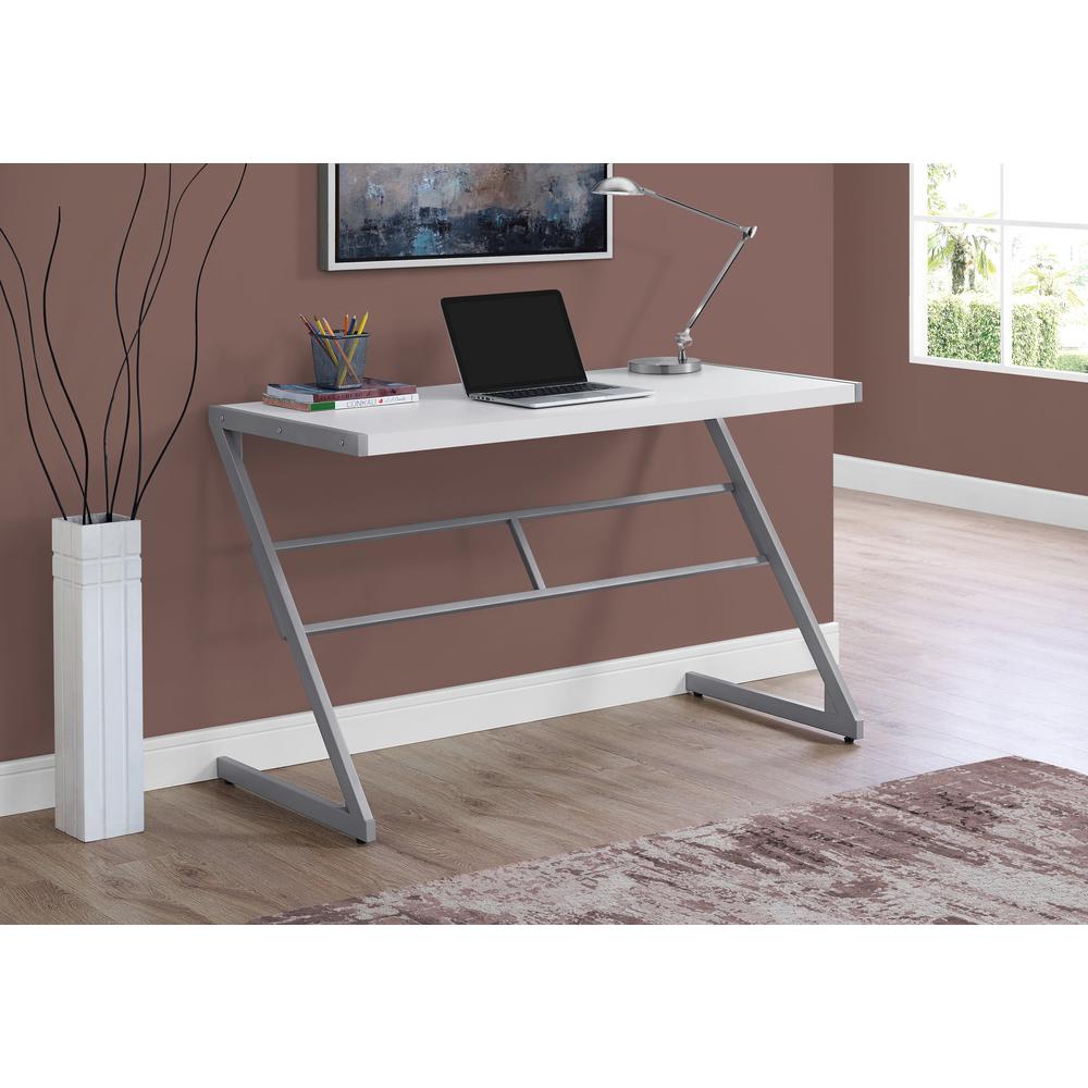 Computer Desk, Home Office, Laptop, 48L, Work, White Laminate, Grey. Picture 2