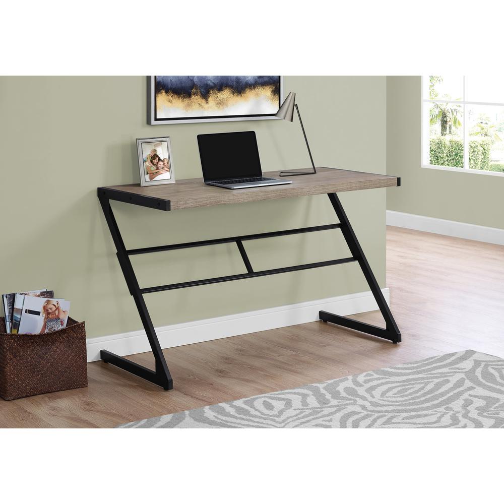 Computer Desk, Home Office, Laptop, 48L, Work, Brown Laminate, Black. Picture 2