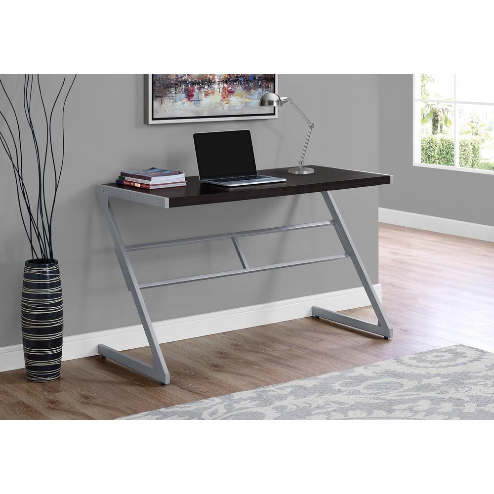 Computer Desk, Home Office, Laptop, 48L, Work, Brown Laminate, Grey. Picture 2