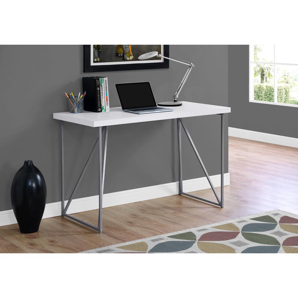 Computer Desk, Home Office, Laptop, 48L, Work, White Laminate, Grey. Picture 2