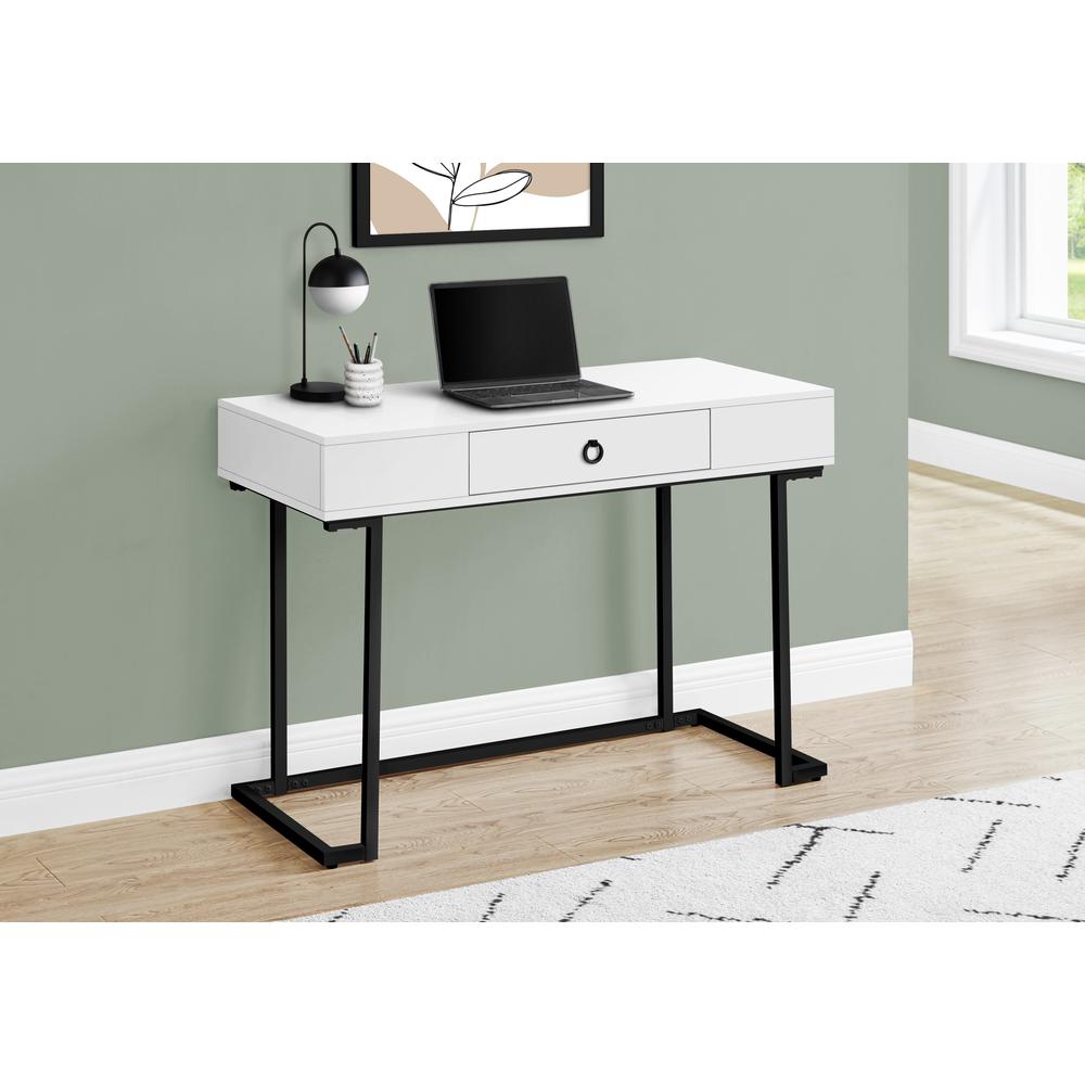 Computer Desk, Home Office, Laptop, Storage Drawers, 42L, Work, Glossy White. Picture 9