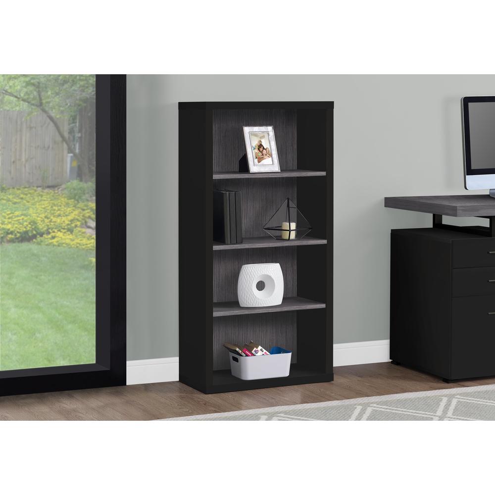 Bookshelf, Bookcase, Etagere, 5 Tier, 48H, Office, Bedroom, Black And Grey. Picture 2