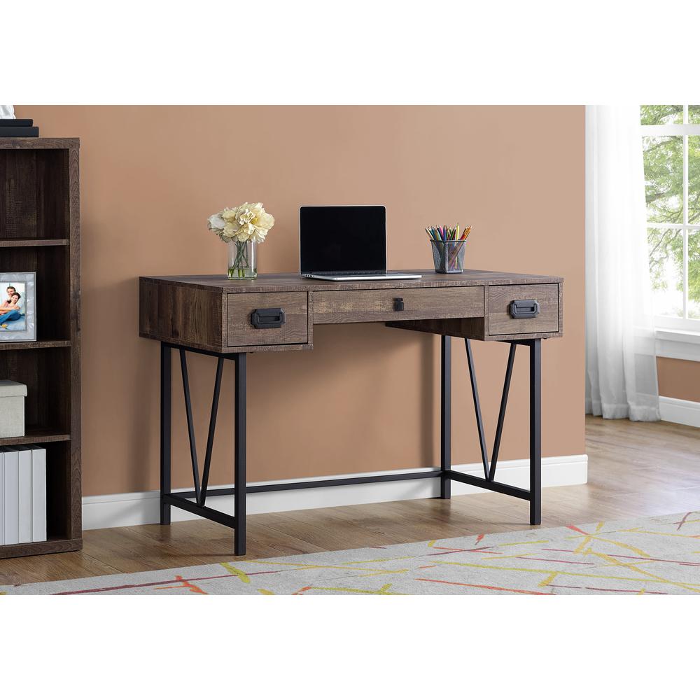 Computer Desk, Home Office, Laptop, Storage Drawers, 48L, Work, Brown Laminate. Picture 9