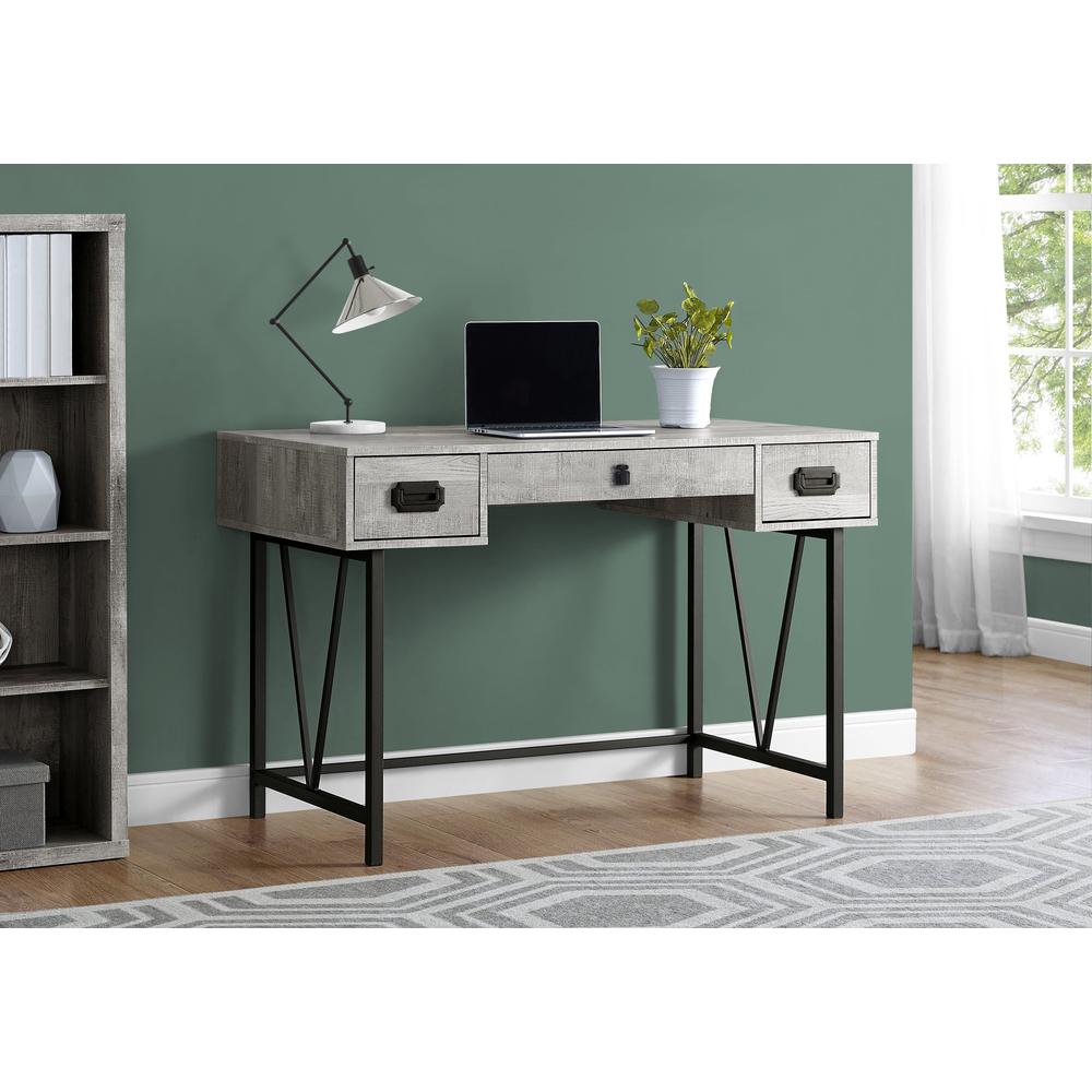 Computer Desk, Home Office, Laptop, Storage Drawers, 48L, Work, Grey Laminate. Picture 2