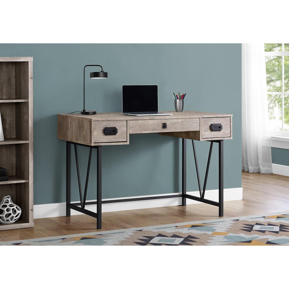 Computer Desk, Home Office, Laptop, Storage Drawers, 48L, Work, Beige Laminate. Picture 2