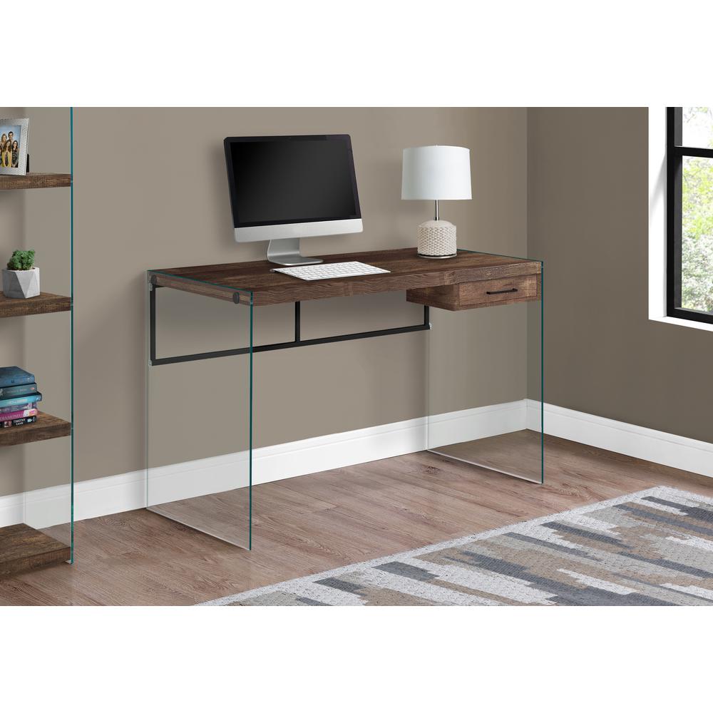 Computer Desk, Home Office, Laptop, Storage Drawers, 48L, Work, Brown Laminate. Picture 2