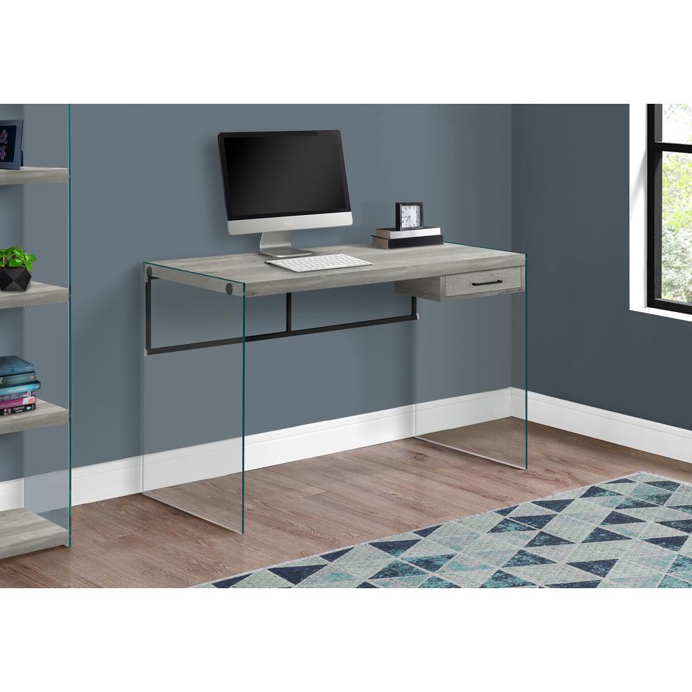 Computer Desk, Home Office, Laptop, Storage Drawers, 48L, Work, Grey Laminate. Picture 2
