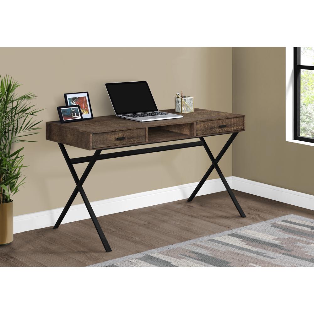 Computer Desk, Home Office, Laptop, Storage Drawers, 48L, Work, Brown Laminate. Picture 2