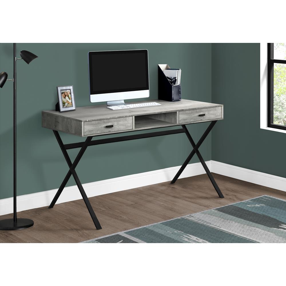 Computer Desk, Home Office, Laptop, Storage Drawers, 48L, Work, Grey Laminate. Picture 2