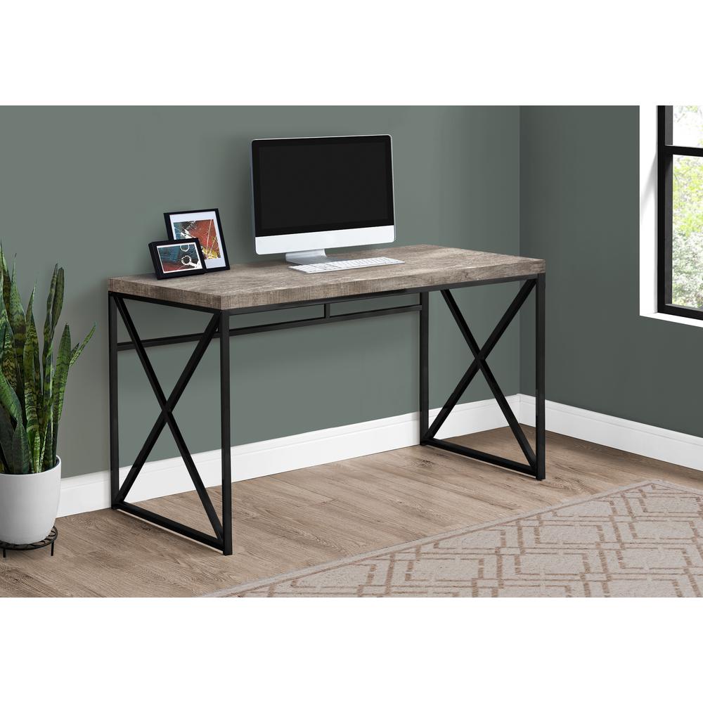 Computer Desk, Home Office, Laptop, Work, Beige Laminate, Black. Picture 8