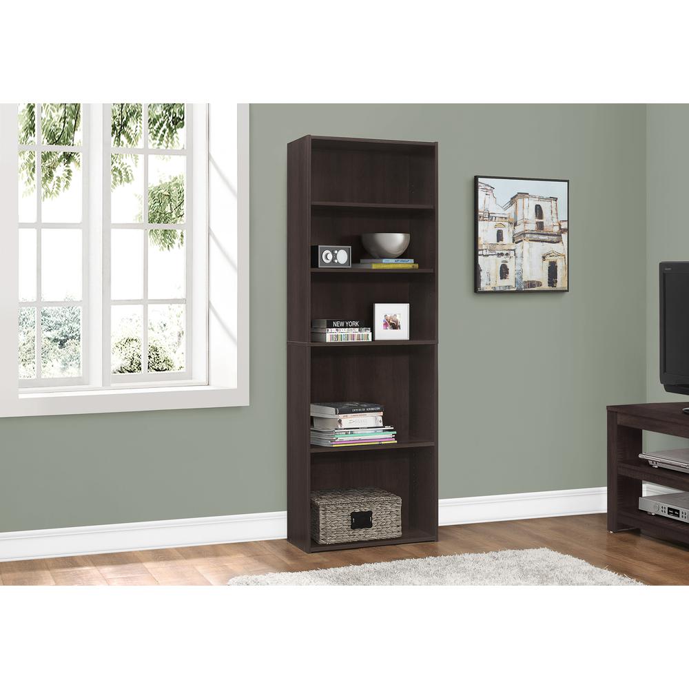 Bookshelf, Bookcase, 6 Tier, 72H, Office, Bedroom, Brown Laminate, Transitional. Picture 2