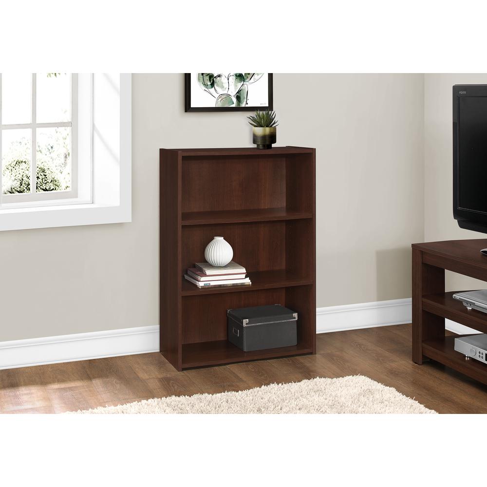 Bookshelf, Bookcase, 4 Tier, 36H, Office, Bedroom, Brown Laminate, Transitional. Picture 2