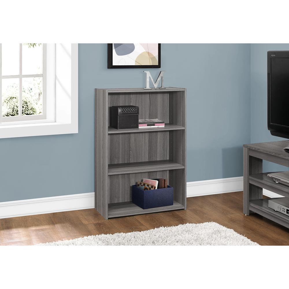 ="Bookshelf, Bookcase, 4 Tier, 36""H, Office, Bedroom, Grey Laminate, Transitio. Picture 2