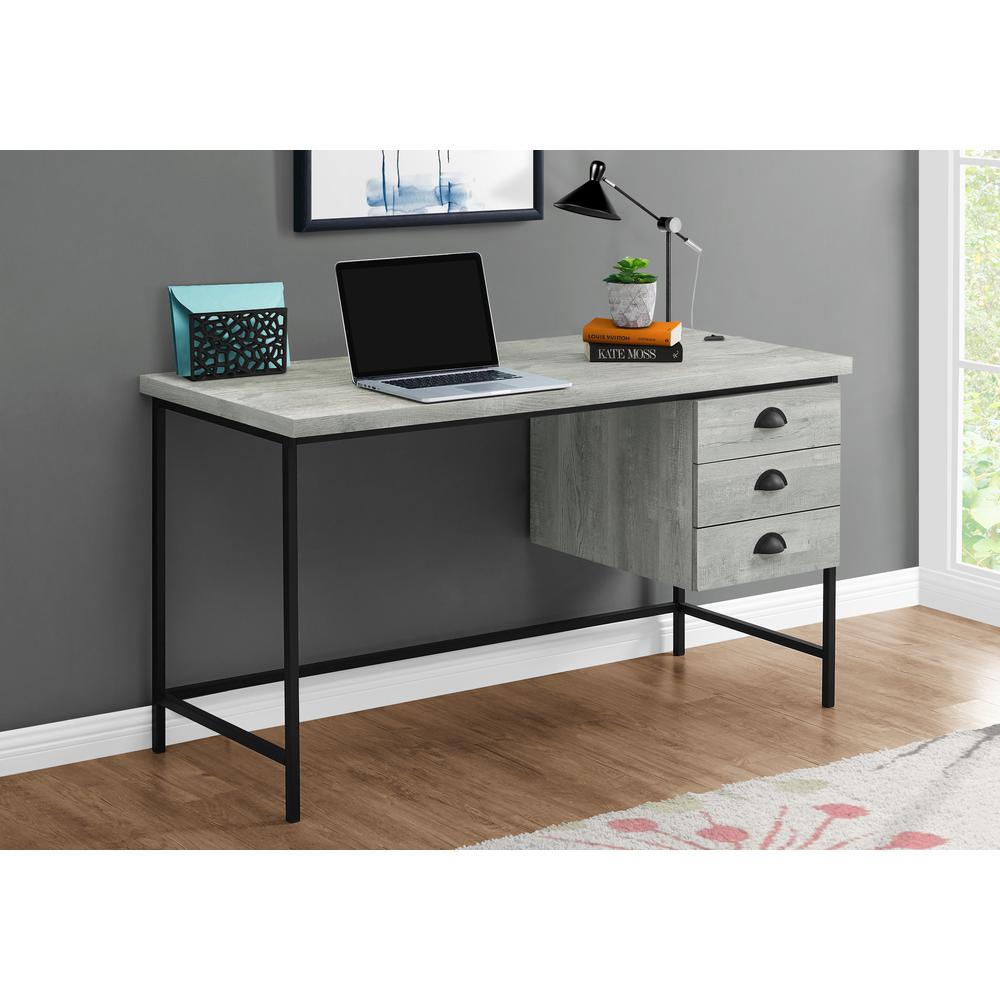 Computer Desk, Home Office, Laptop, Storage Drawers, 55L, Work, Grey Laminate. Picture 8