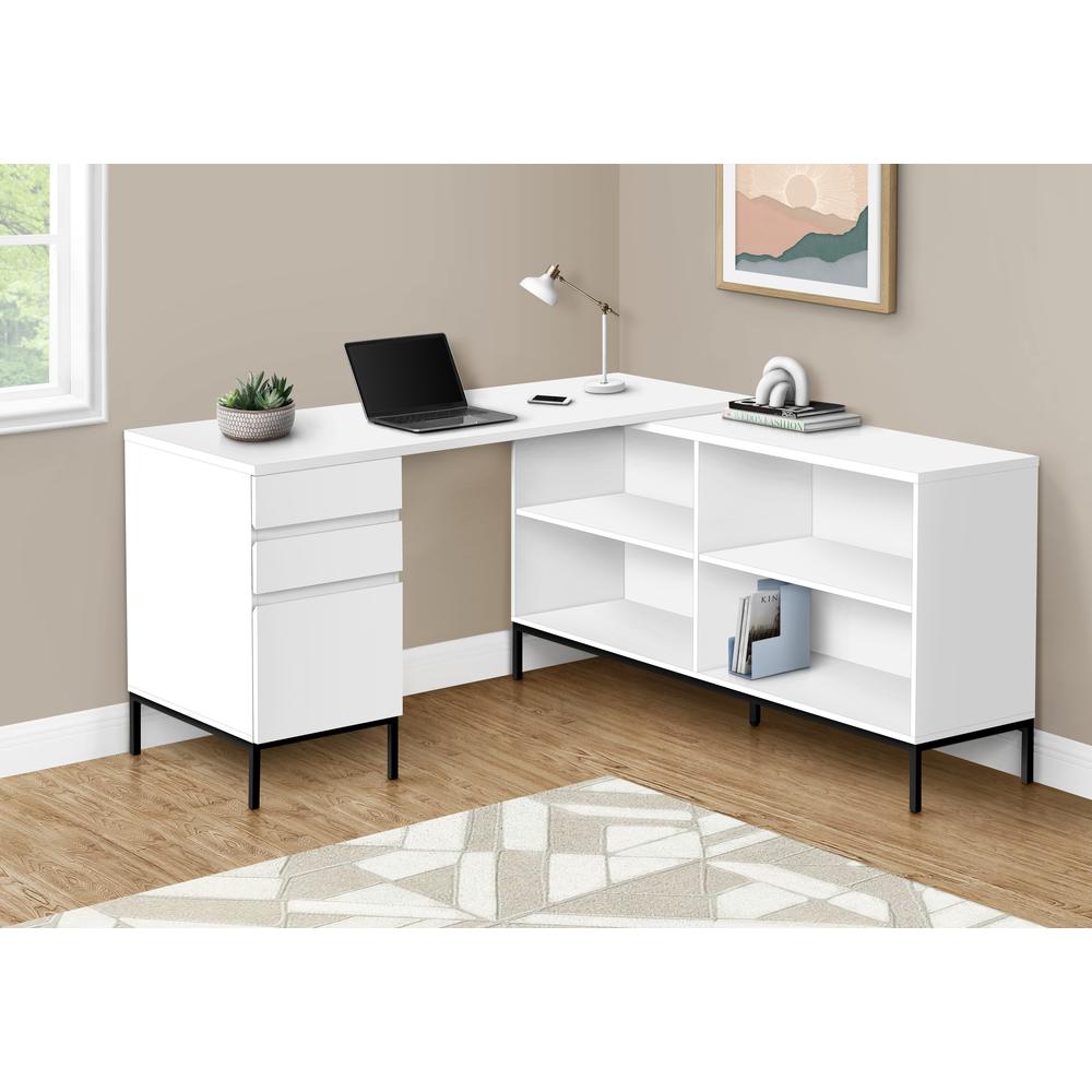 Computer Desk, Home Office, Corner, Storage Drawers, 60L, L Shape, Work. Picture 2