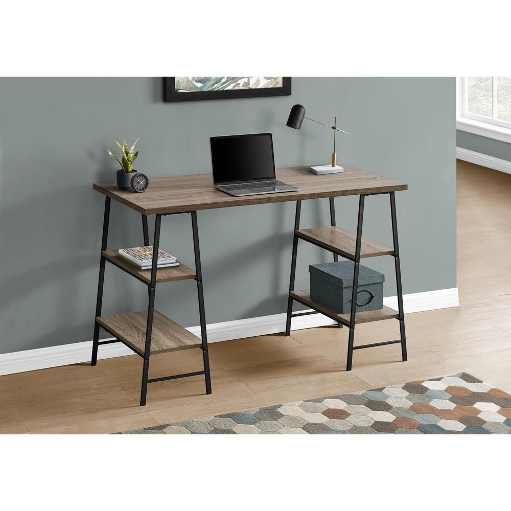 Computer Desk, Home Office, Laptop, Storage Shelves, 48L, Work, Brown Laminate. Picture 2