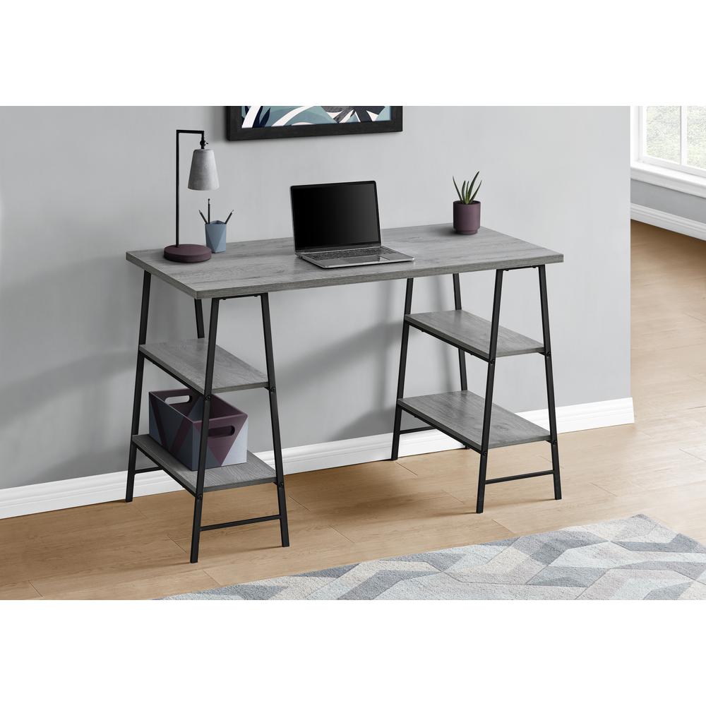 Computer Desk, Home Office, Laptop, Storage Shelves, 48L, Work, Grey Laminate. Picture 2