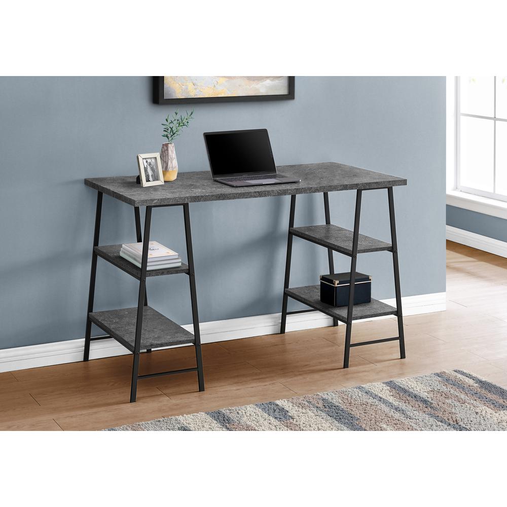 Computer Desk, Home Office, Laptop, Storage Shelves, 48L, Work, Grey Laminate. Picture 8