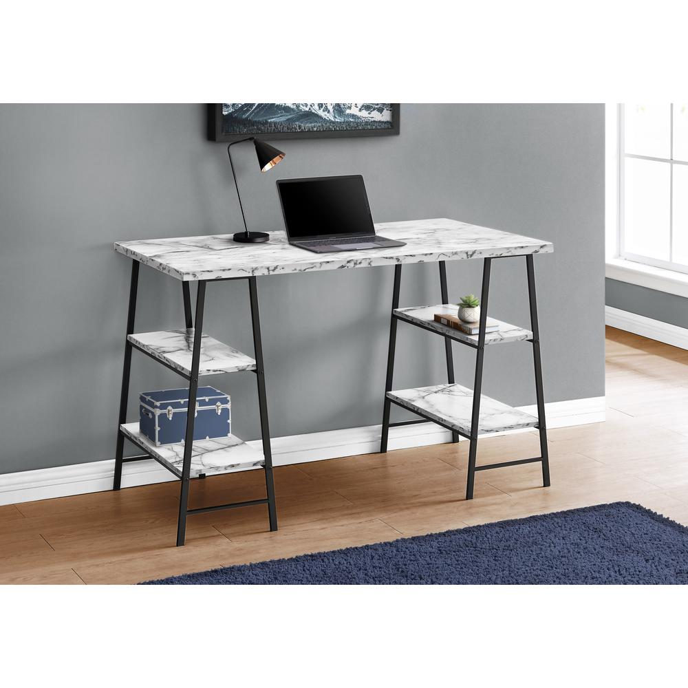 Computer Desk, Home Office, Laptop, Storage Shelves, 48L, Work, White. Picture 8