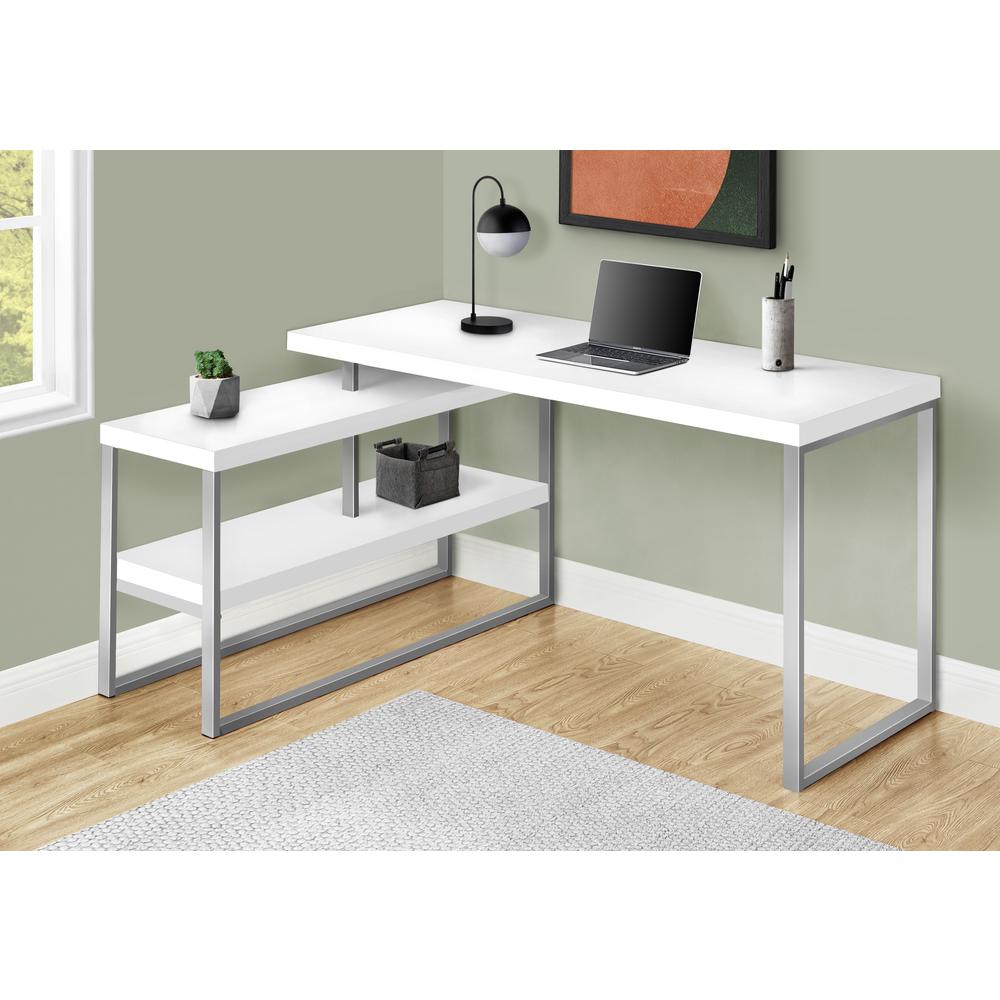 Computer Desk, Home Office, Corner, Left, Right Set-up, Storage Shelves, 60L. Picture 9