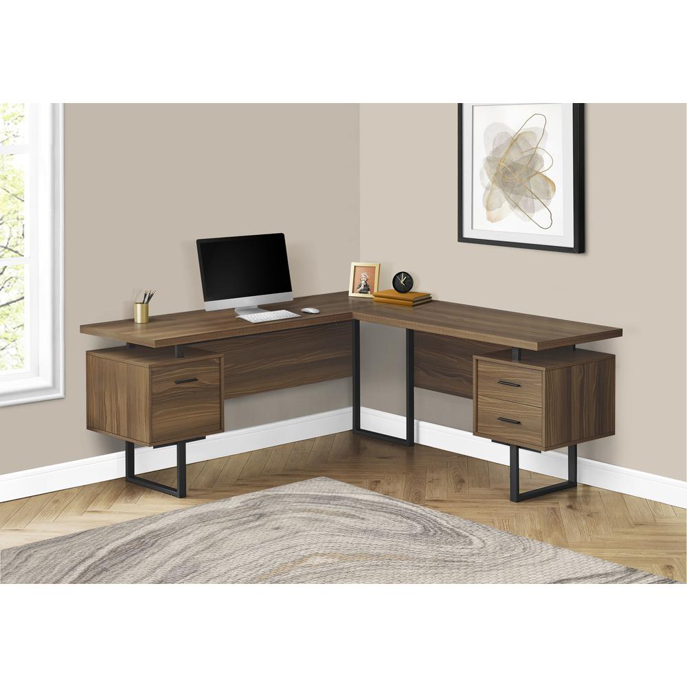 Computer Desk, Home Office, Corner, Left, Right Set-up, Storage Drawers, 70L. Picture 9