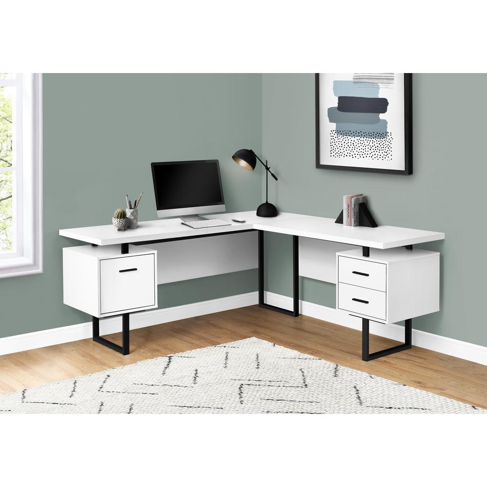 Computer Desk, Home Office, Corner, Left, Right Set-up, Storage Drawers, 70L. Picture 2
