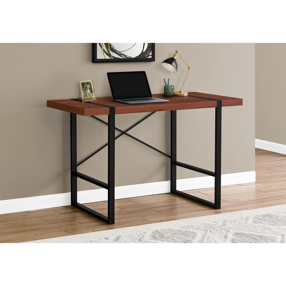 Computer Desk, Home Office, Laptop, 48L, Work, Brown Laminate, Black. Picture 8