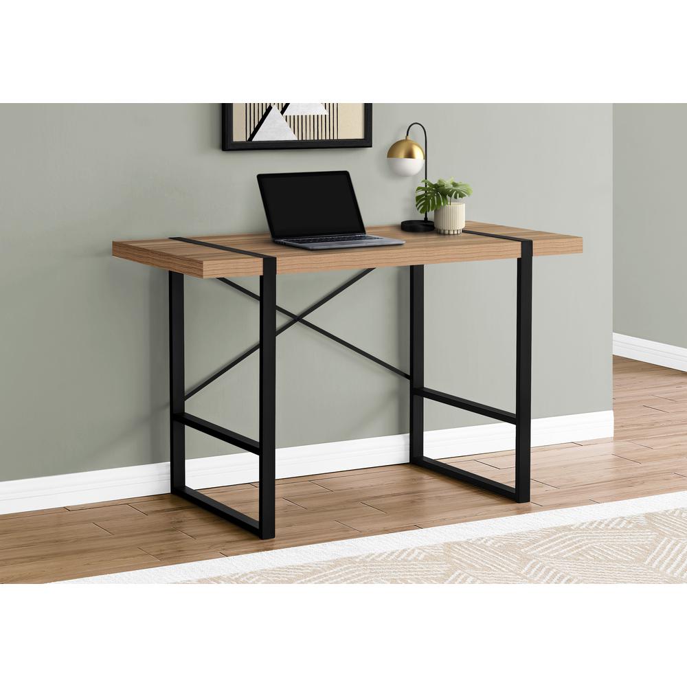 Computer Desk, Home Office, Laptop, 48L, Work, Brown Laminate, Black. Picture 8