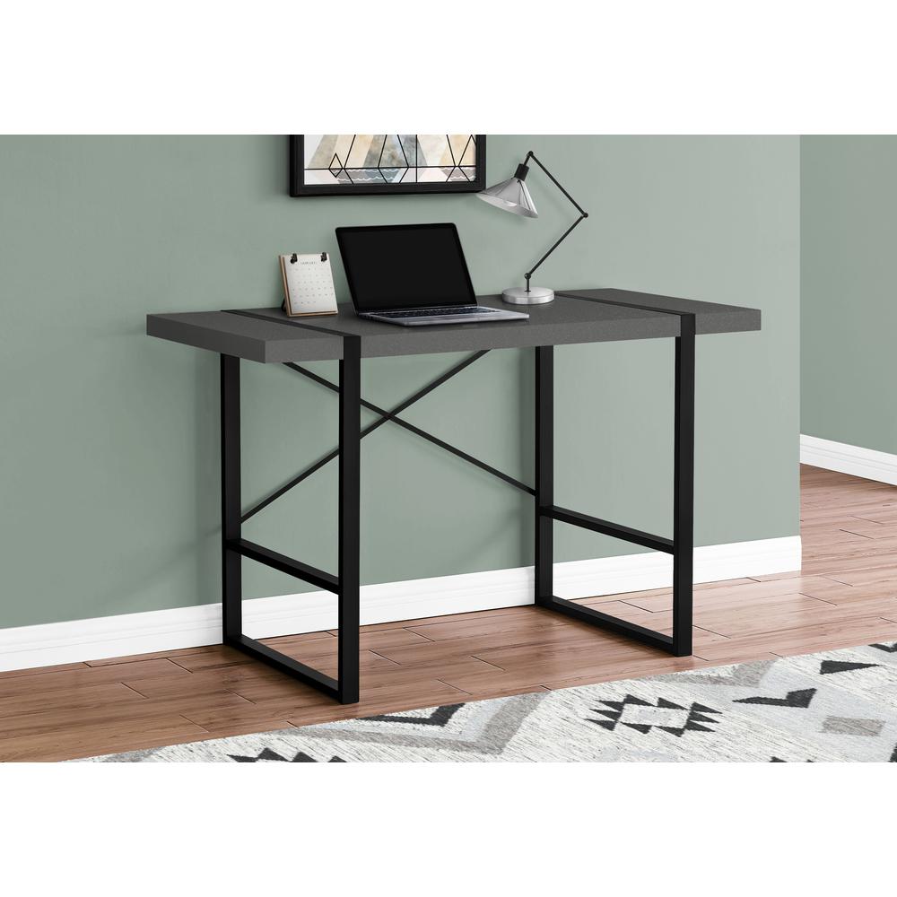 Computer Desk, Home Office, Laptop, 48L, Work, Grey Laminate, Black. Picture 8