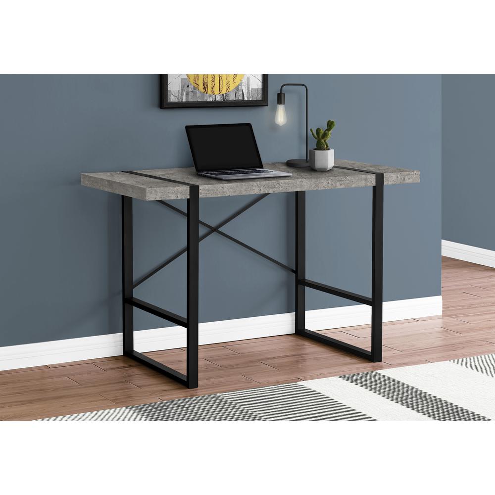 Computer Desk, Home Office, Laptop, 48L, Work, Grey Laminate, Black. Picture 8