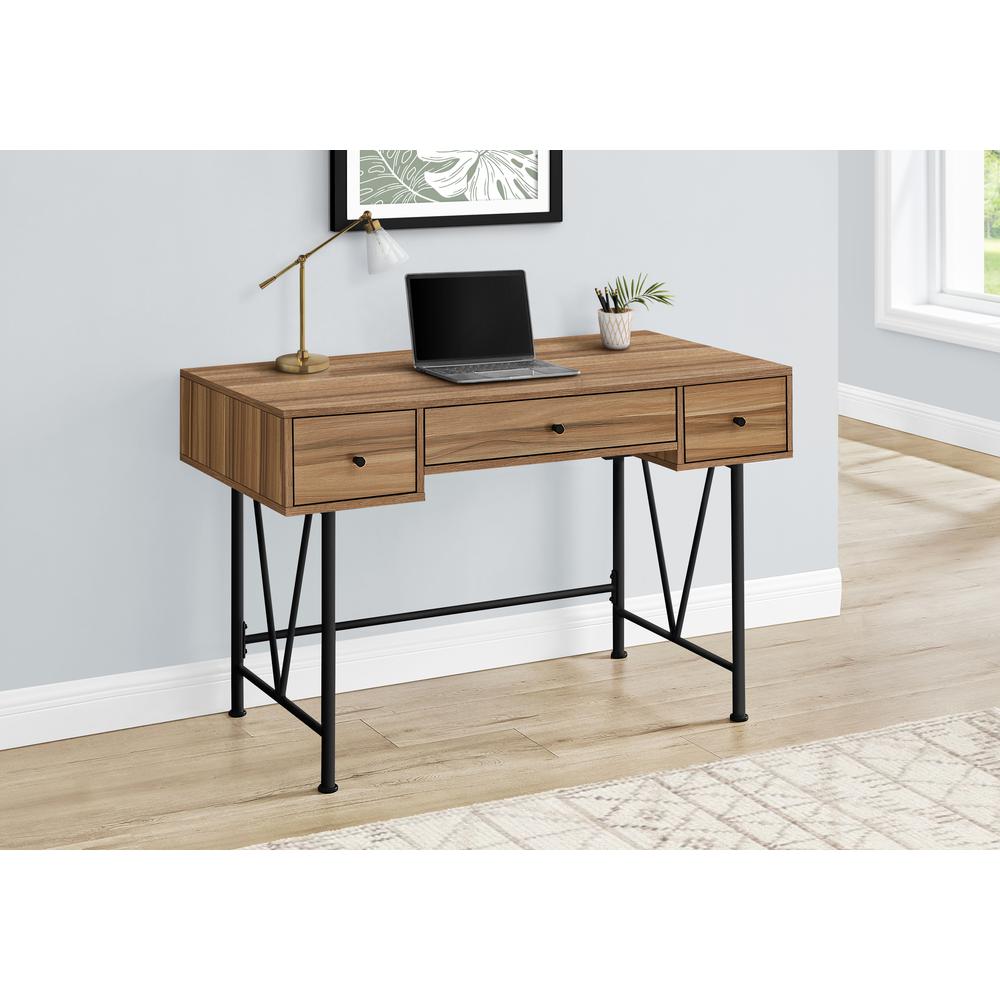Computer Desk, Home Office, Laptop, Storage Drawers, 48L, Work, Brown Laminate. Picture 9