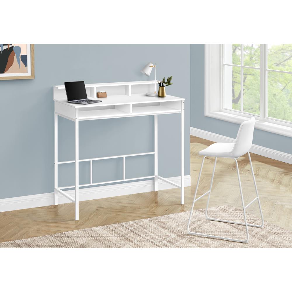 Computer Desk, Home Office, Standing, Storage Shelves, 48L, Work, Laptop. Picture 9