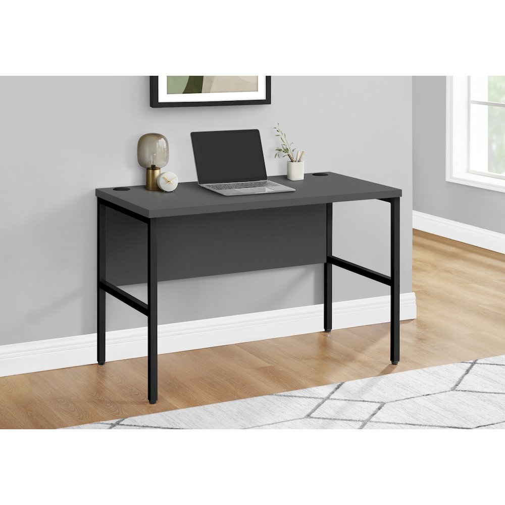 Contemporary Computer Desk in Grey,Black color. Picture 2