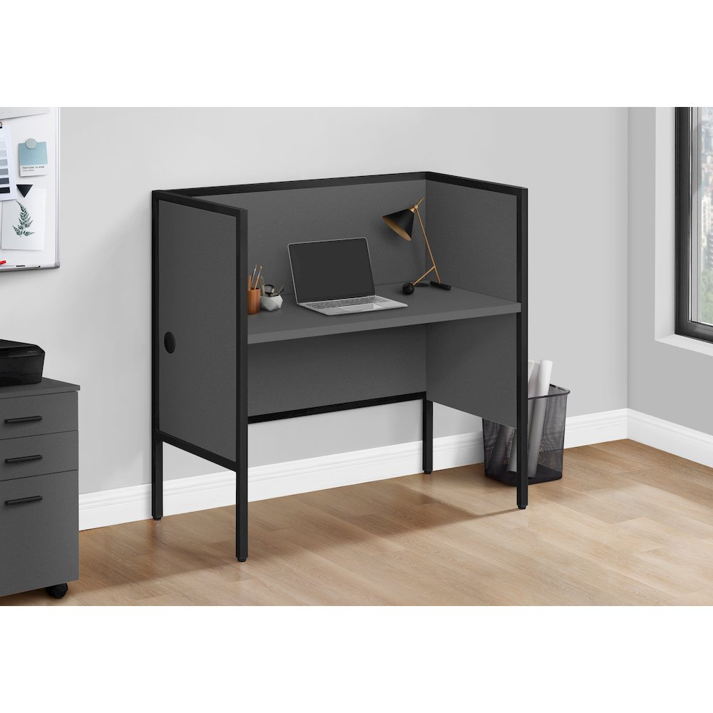 Contemporary Office Cubicle in Grey,Black color. Picture 2