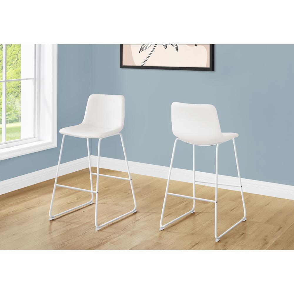 Office Chair, Bar Height, Standing, Computer Desk, Work, White Leather Look. Picture 9