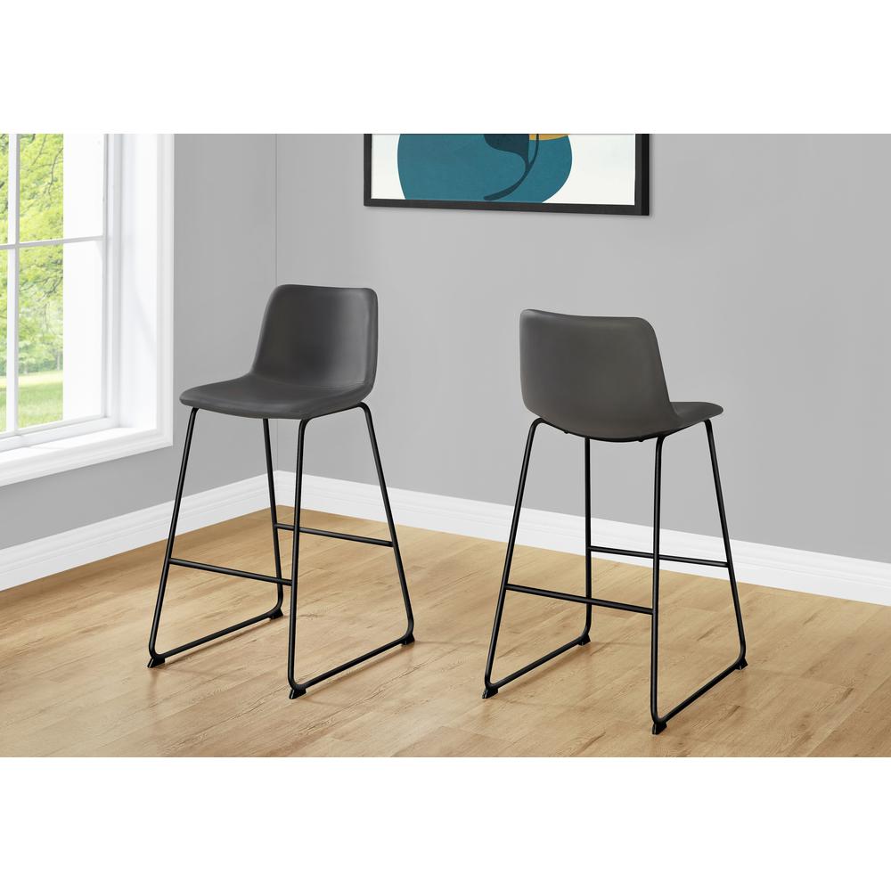 Office Chair, Bar Height, Standing, Computer Desk, Work, Grey Leather Look. Picture 9