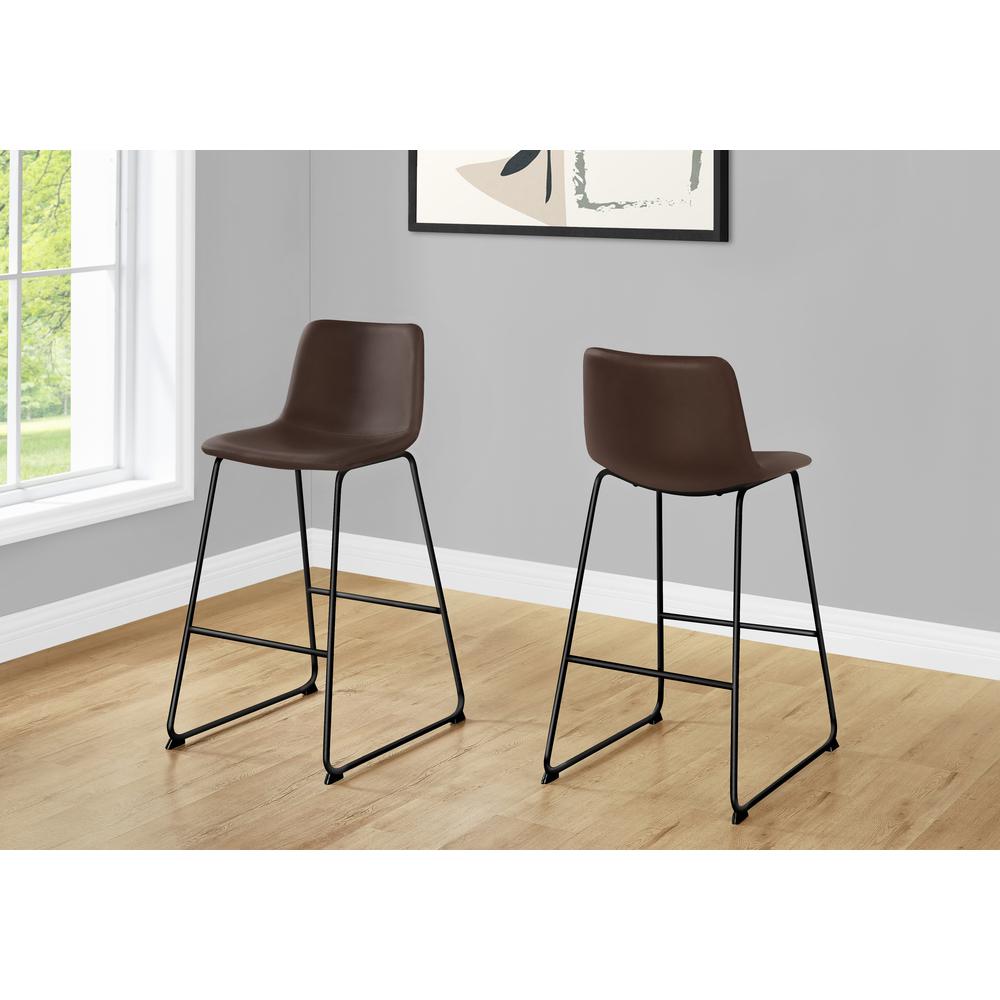Office Chair, Bar Height, Standing, Computer Desk, Work, Brown Leather Look. Picture 9